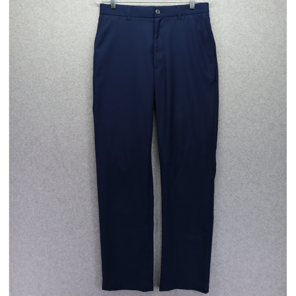 Roundtree & Yorke Pants Mens 30x32 Performance Work Play Chino Flat Front Blue
